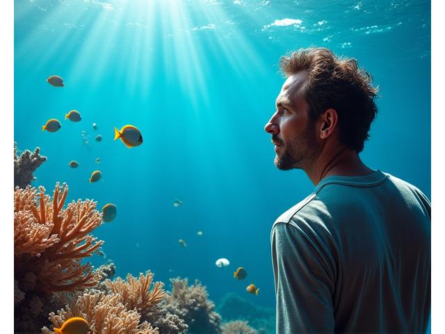 Fondateur de Récif Solutions observant la vie marine