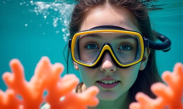 Jeune femme apprenant la photographie sous-marine